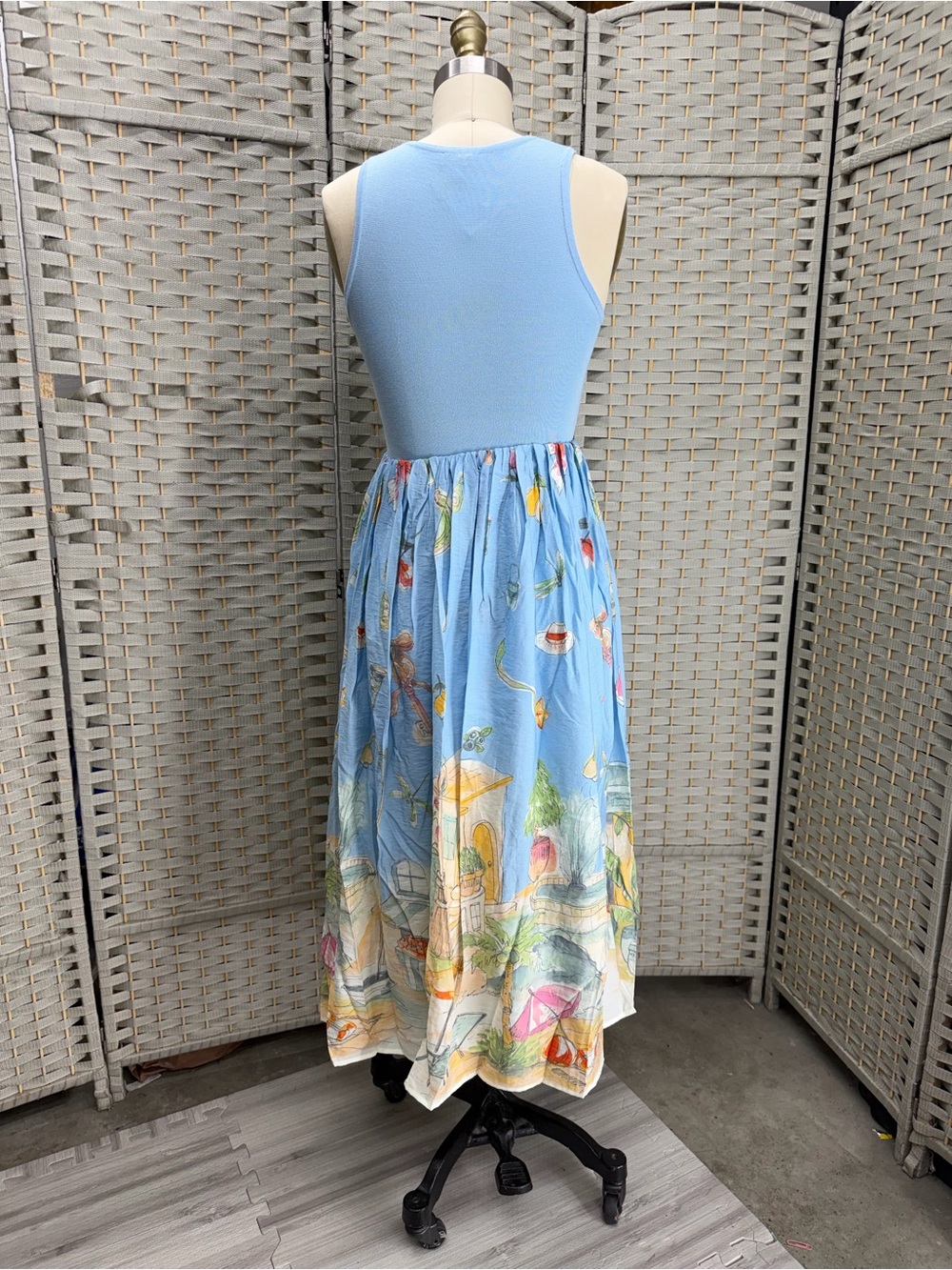 NWOT Moon River Tuckernuck Anouk Tank Blue Italy Vacay Midi Dress Size XS - Picture 4 of 9